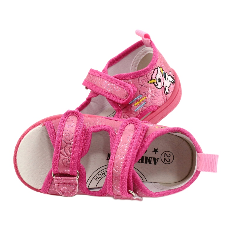 American Club Sandalias zapatillas American TEN38 / 20, plantilla de piel fucsia rosado 4