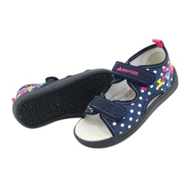 American Club Zapatillas, sandalias, calzado infantil americano, plantilla de piel azul marino rosa 3