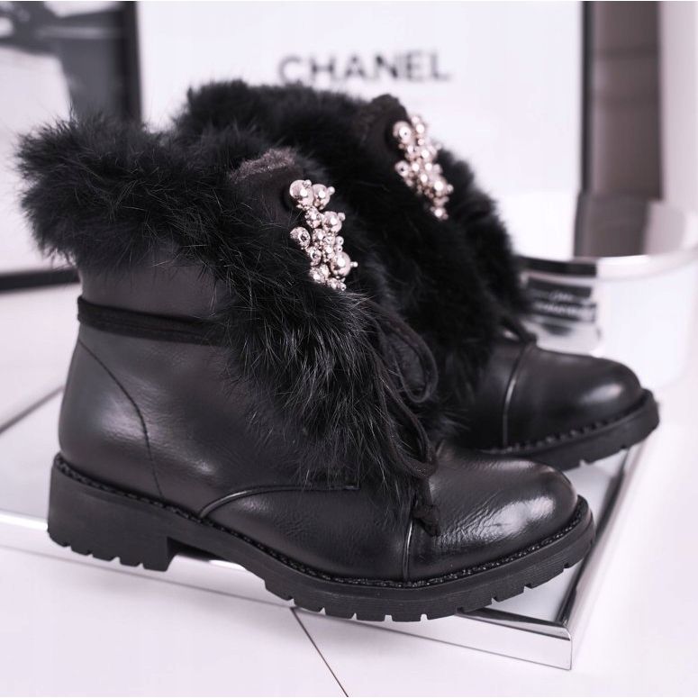 MSMG Botas Infantiles Negras Calientes Piel Ella negro 1