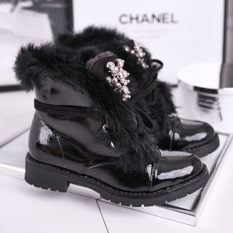 MSMG Botas Infantiles Lacada Cálida Negra Ella negro 1