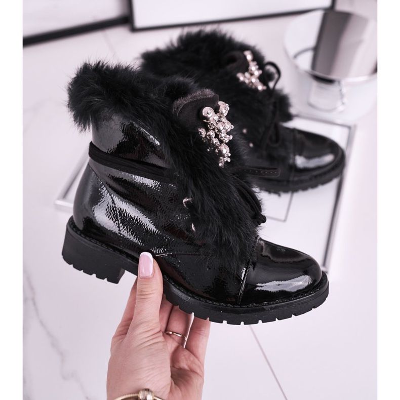 MSMG Botas Infantiles Lacada Cálida Negra Ella negro 2