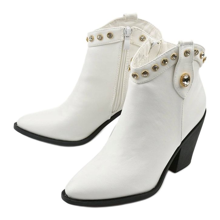 Bota cowboy blanca de mujer con circonita Darnielle blanco 2