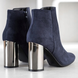 Janessa Botas con tacón plateado azul marino 2