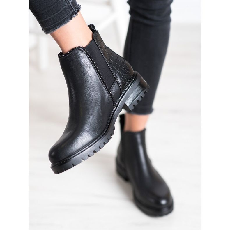 Super Me Botas negras Jodhpur con estampado de serpiente negro 2 Super Me Botas negras Jodhpur con estampado de serpiente negro 2