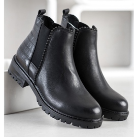 Super Me Botas negras Jodhpur con estampado de serpiente negro 1