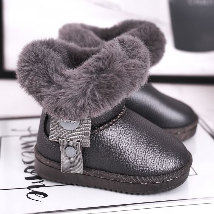 Apawwa Botas de nieve cálidas para niños con piel Marella gris 1
