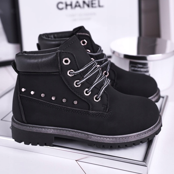 MSMG Botas gonzo cálidas negras para niños con tachuelas negro 1