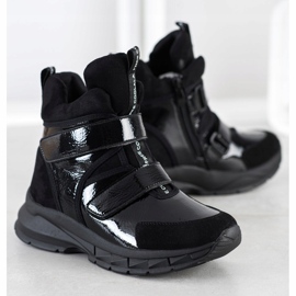 SHELOVET Botines de invierno con velcro negro 4