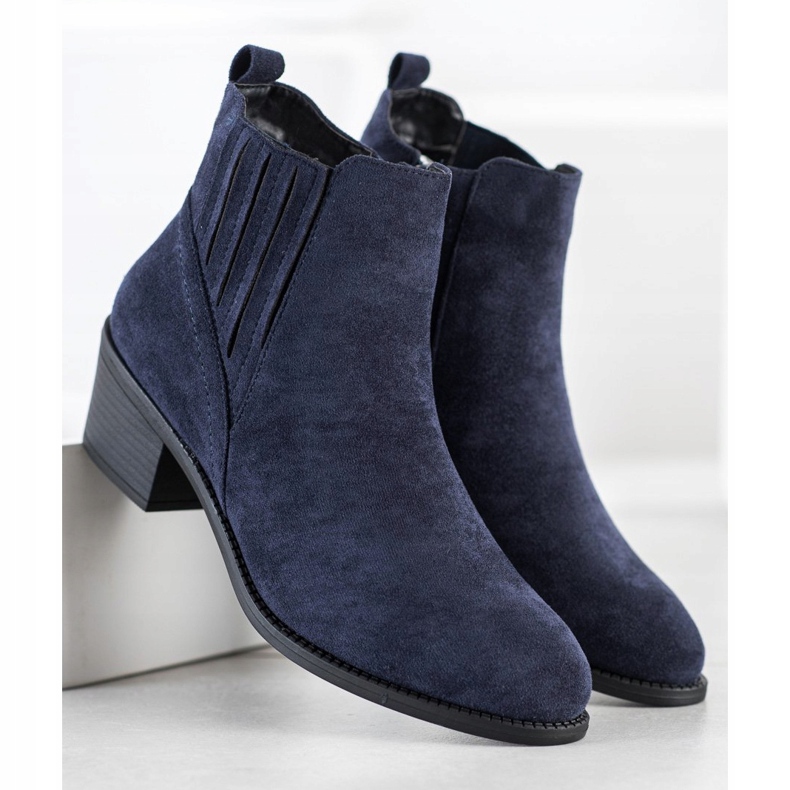 Camo Botines de gamuza cálidos azul marino 1