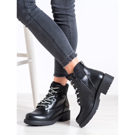 SHELOVET Botas atadas con estilo negro 2
