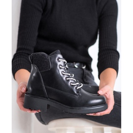 SHELOVET Botas atadas con estilo negro 3