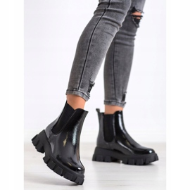 SHELOVET Botines Chelsea en plataforma de moda negro 2