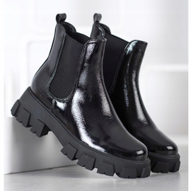 SHELOVET Botines Chelsea en plataforma de moda negro 3
