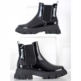 SHELOVET Botines Chelsea en plataforma de moda negro 4