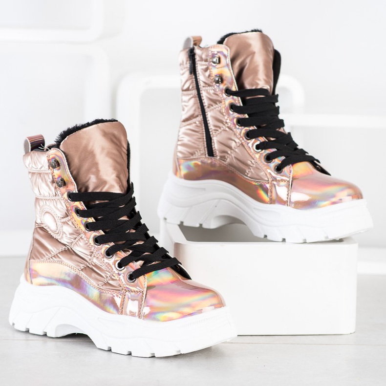 SHELOVET Trappers acolchados de moda dorado 1