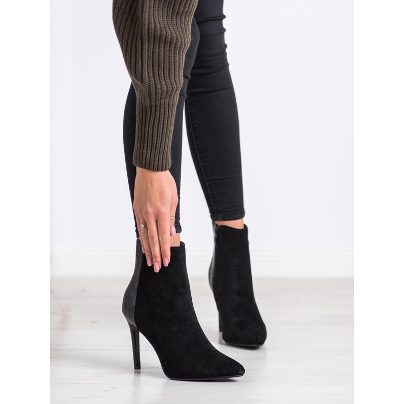 Small Swan Tacones altos con estampado de serpiente sexy negro 1