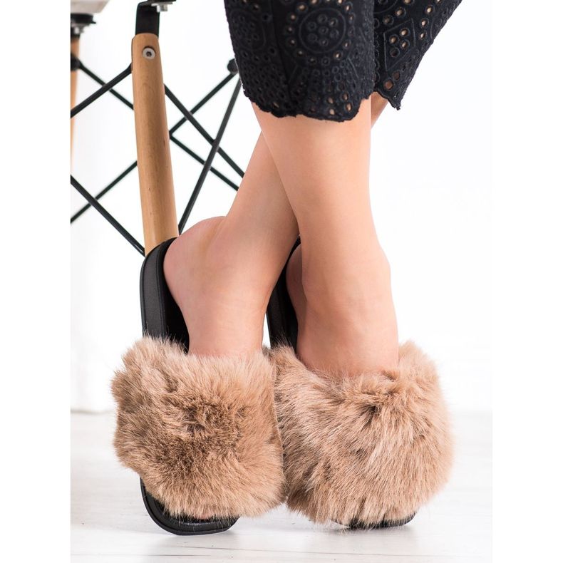 SHELOVET Zapatillas de piel cómodas beige 2