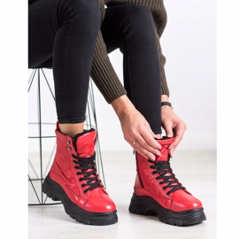 SHELOVET Trappers acolchados de moda rojo 1 SHELOVET Trappers acolchados de moda rojo 1