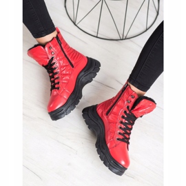 SHELOVET Trappers acolchados de moda rojo 2
