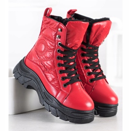 SHELOVET Trappers acolchados de moda rojo 3