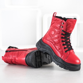 SHELOVET Trappers acolchados de moda rojo 4