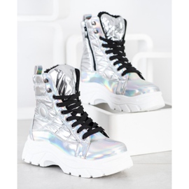 SHELOVET Trappers acolchados de moda plata 1