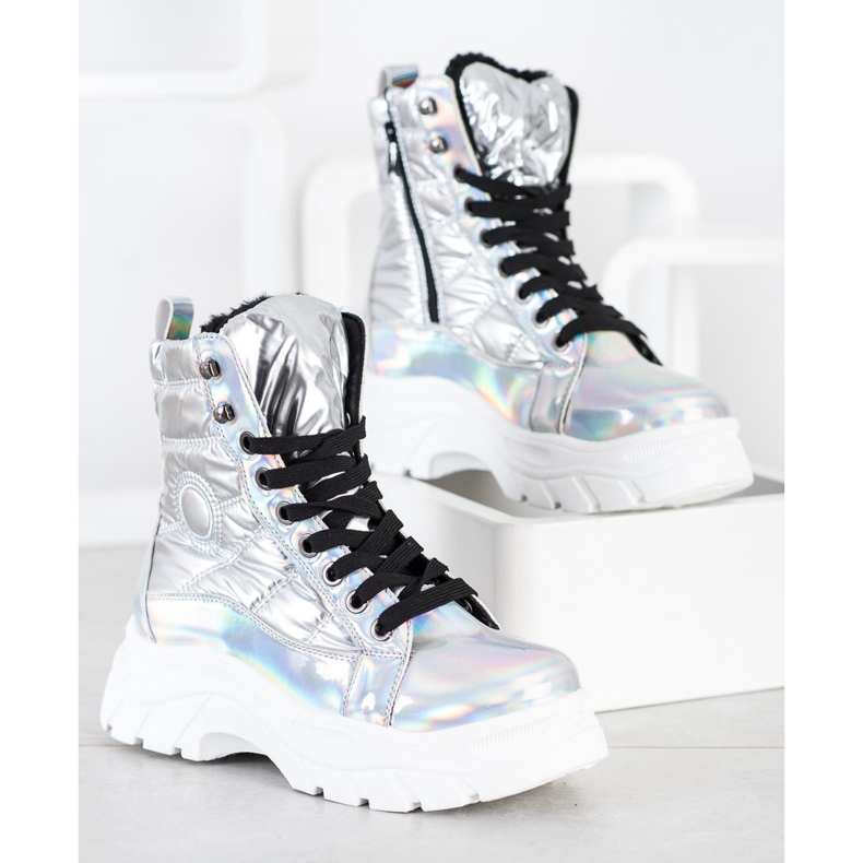 SHELOVET Trappers acolchados de moda plata 1