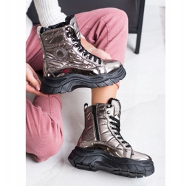 SHELOVET Trappers acolchados de moda gris 1 SHELOVET Trappers acolchados de moda gris 1