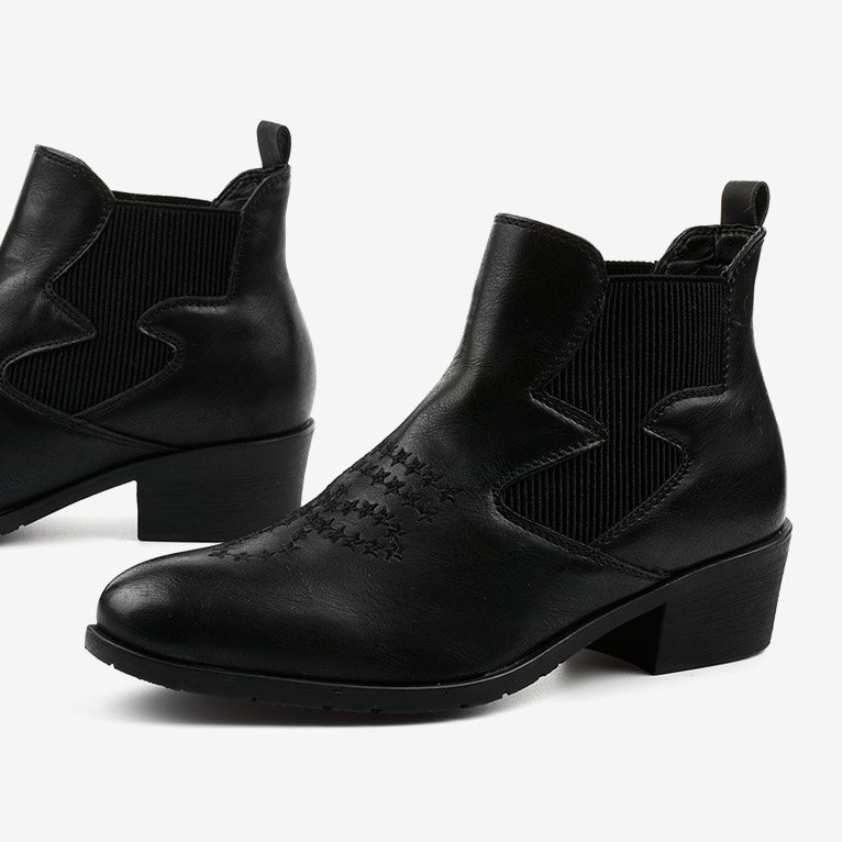 Botas vaqueras bajas negras de Fancyroot negro 1