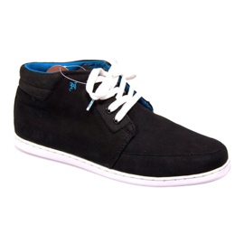 Zapatillas altas de cuero negro medio blanco 4