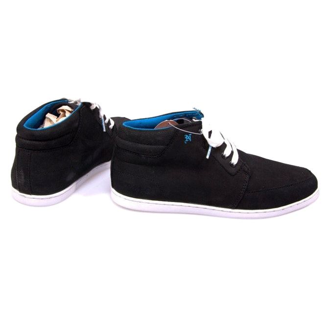 Zapatillas altas de cuero negro medio blanco 1