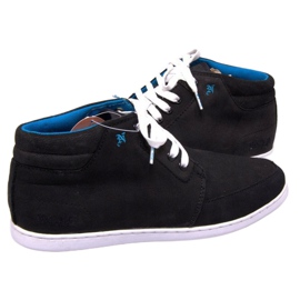 Zapatillas altas de cuero negro medio blanco 2