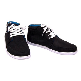 Zapatillas altas de cuero negro medio blanco 3