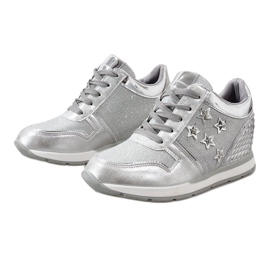 Zapatillas de cuña plateadas con estrellas BM1915-3 plata 3