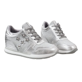 Zapatillas de cuña plateadas con estrellas BM1915-3 plata 4