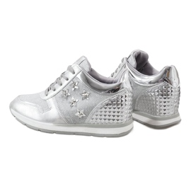 Zapatillas de cuña plateadas con estrellas BM1915-3 plata 5