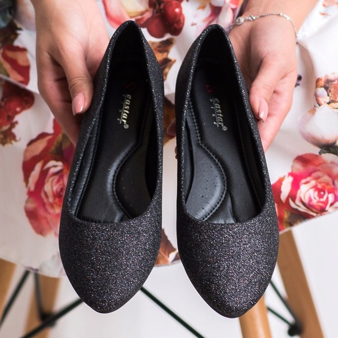 Seastar Bailarinas con purpurina negro plata 1