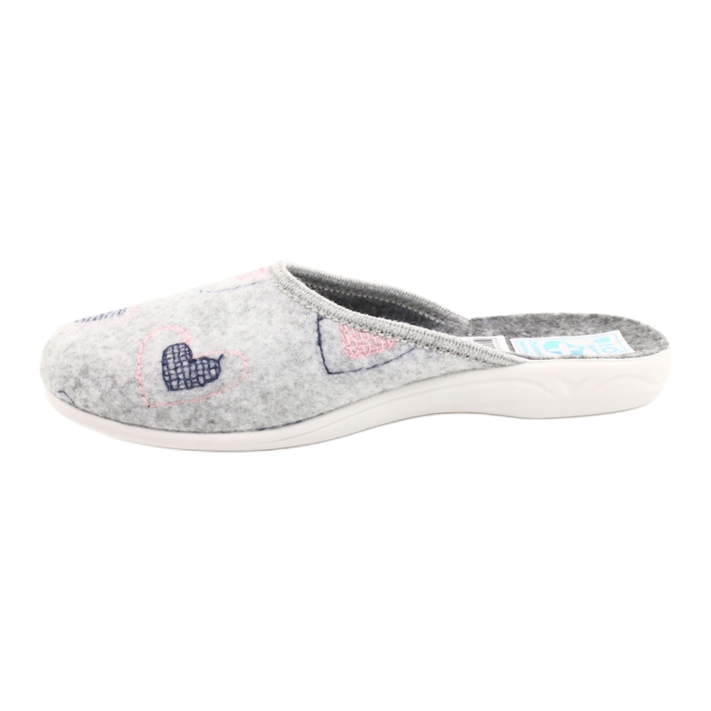 Pantuflas Fieltro Gris Corazones Adanex 19255 gris rosado 1