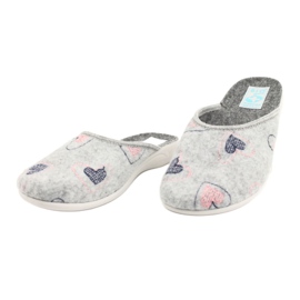 Pantuflas Fieltro Gris Corazones Adanex 19255 gris rosa 2