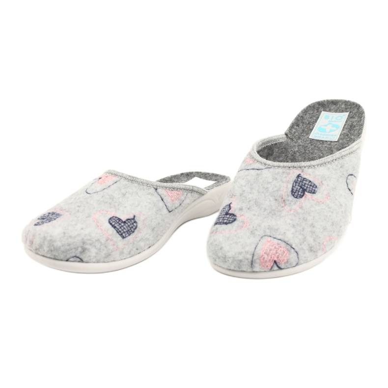 Pantuflas Fieltro Gris Corazones Adanex 19255 gris rosado 2