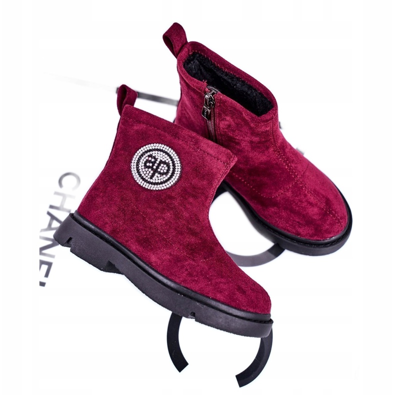 Apawwa Botas de Abrigo Infantil Burdeos Alvin negro rojo 1