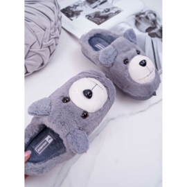Pantuflas de Mujer con Piel de Oso Gris 2
