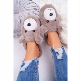 Pantuflas de Mujer con Piel de Oso Marrón beige 3