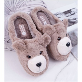 Pantuflas de Mujer con Piel de Oso Marrón beige 2