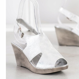 SHELOVET Sandalias de cuña plateadas plata 1