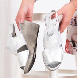 SHELOVET Sandalias de cuña plateadas plata 4
