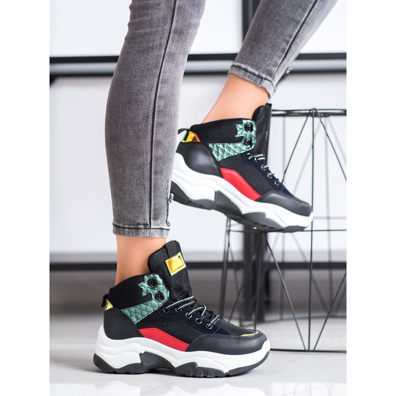 SHELOVET Zapatillas de colores negro multicolor 2