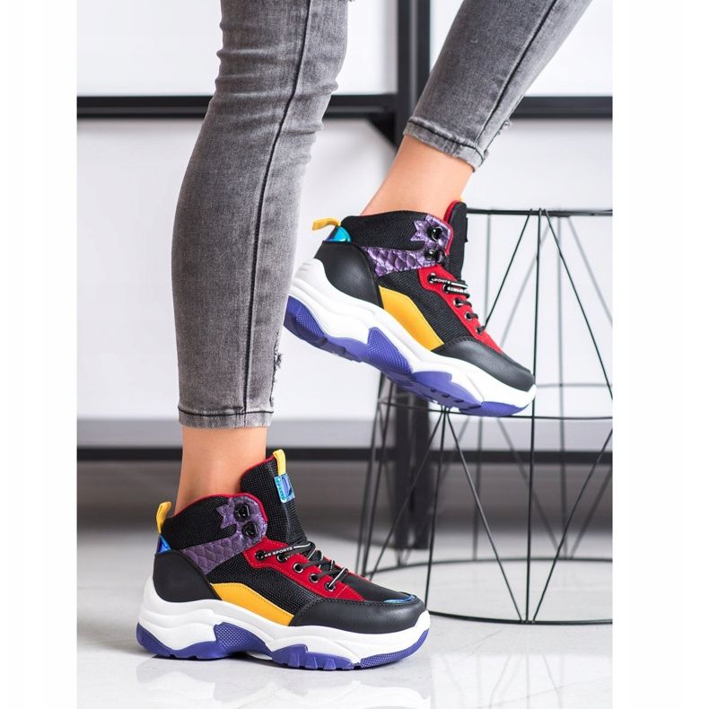 SHELOVET Zapatillas de colores negro multicolor 1