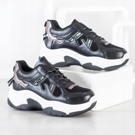 SHELOVET Cómodas zapatillas de cuero ecológico negro 2
