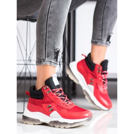 SHELOVET Zapatillas de deporte rojas de moda negro rojo 2